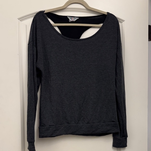 Hard Tail Tops - Hard Tail Charcoal Gray Open Back Sweatshirt